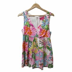 Lilly Pulitzer Target Floral Nosey Posey Babydoll Tank Top Size M Colorful Beach